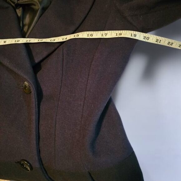 Vince Camuto Virgin Wool Colourblock Pea Coat with Faux Leather Collar‎ - Large - Picture 4 of 8